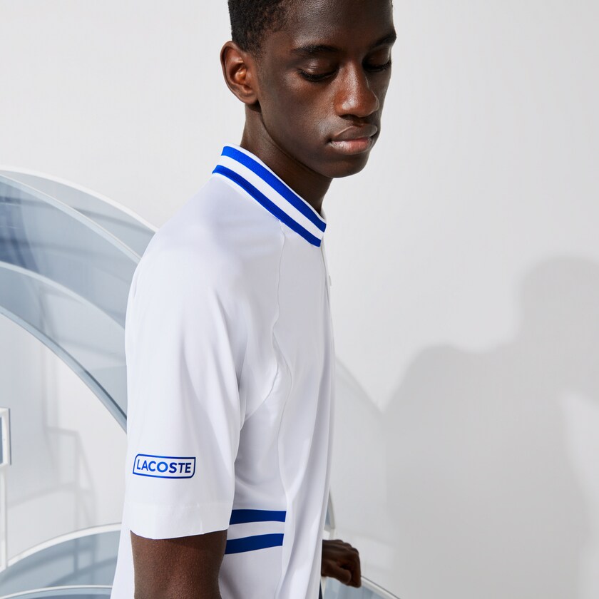 Camisa Polo Lacoste SPORT x Novak Djokovic Breathable Ultra-Dry Hombre Blancos Azules | VU6-77297O0