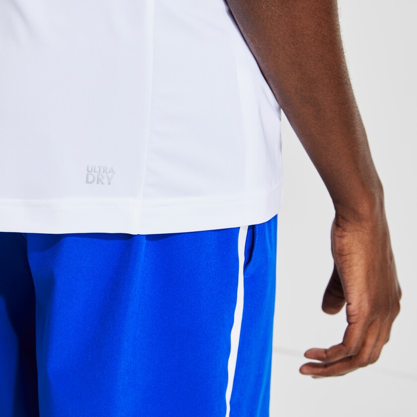 Camisa Polo Lacoste SPORT x Novak Djokovic Breathable Ultra-Dry Hombre Blancos Azules | VU6-77297O0