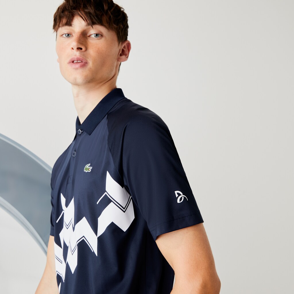 Camisa Polo Lacoste SPORT x Novak Djokovic Breathable Jersey Hombre Azul Marino Azules Blancos | KA1-50245D4