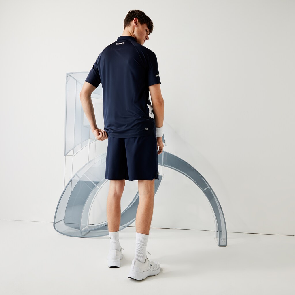 Camisa Polo Lacoste SPORT x Novak Djokovic Breathable Jersey Hombre Azul Marino Azules Blancos | KA1-50245D4