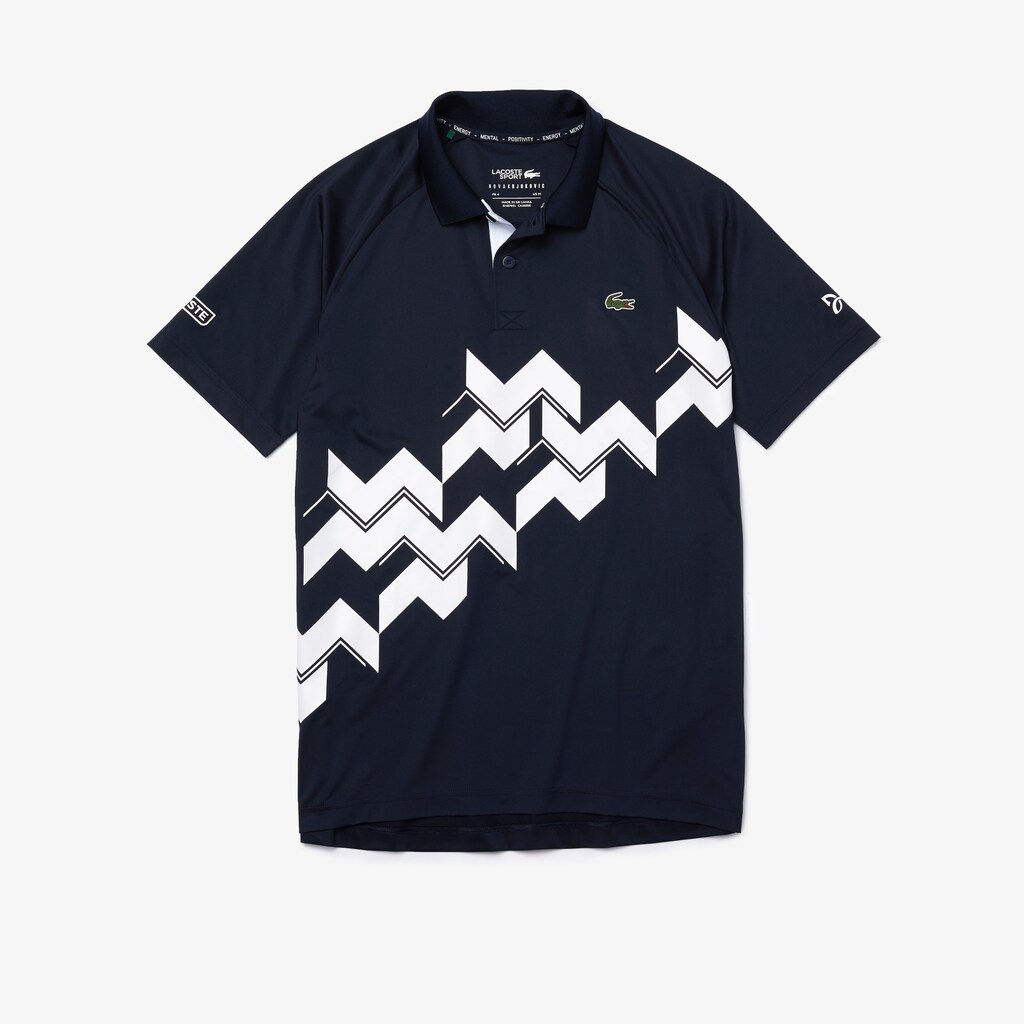 Camisa Polo Lacoste SPORT x Novak Djokovic Breathable Jersey Hombre Azul Marino Azules Blancos | KA1-50245D4