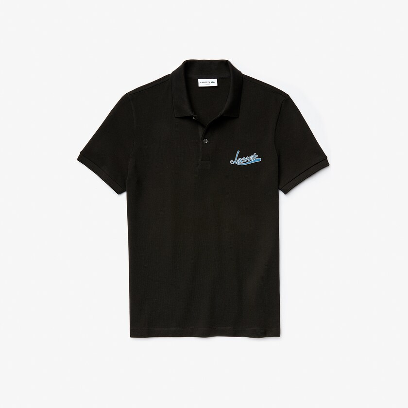 Camisa Polo Lacoste Signature Cotton Hombre Negros | JR9-58025O5