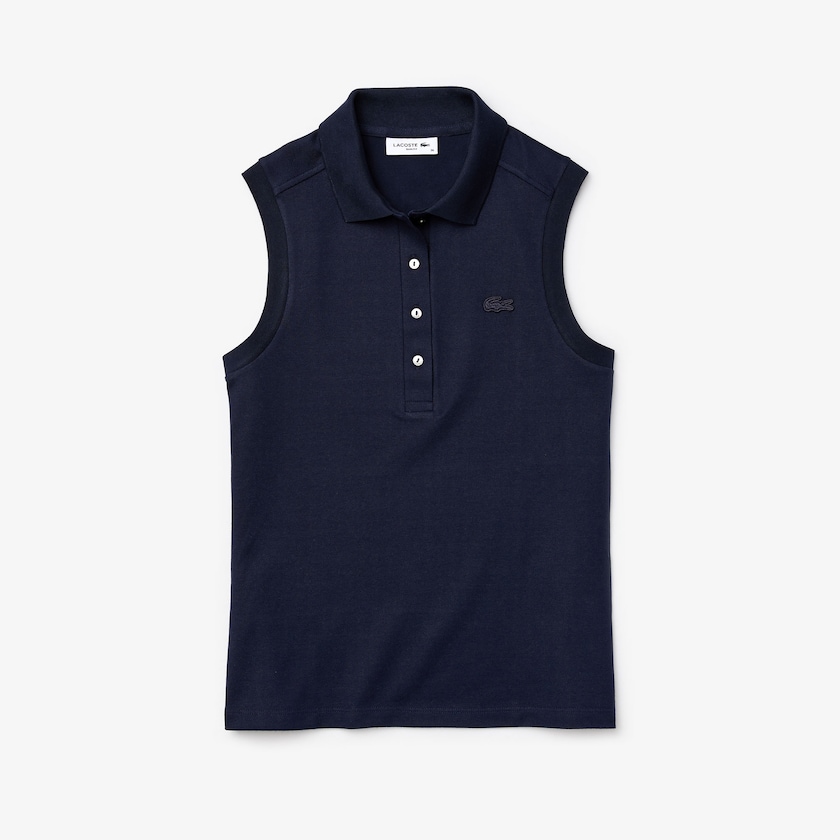 Camisa Polo Lacoste Sleeveless Cotton Piqué Mujer Azul Marino Azules | XR0-03990H2