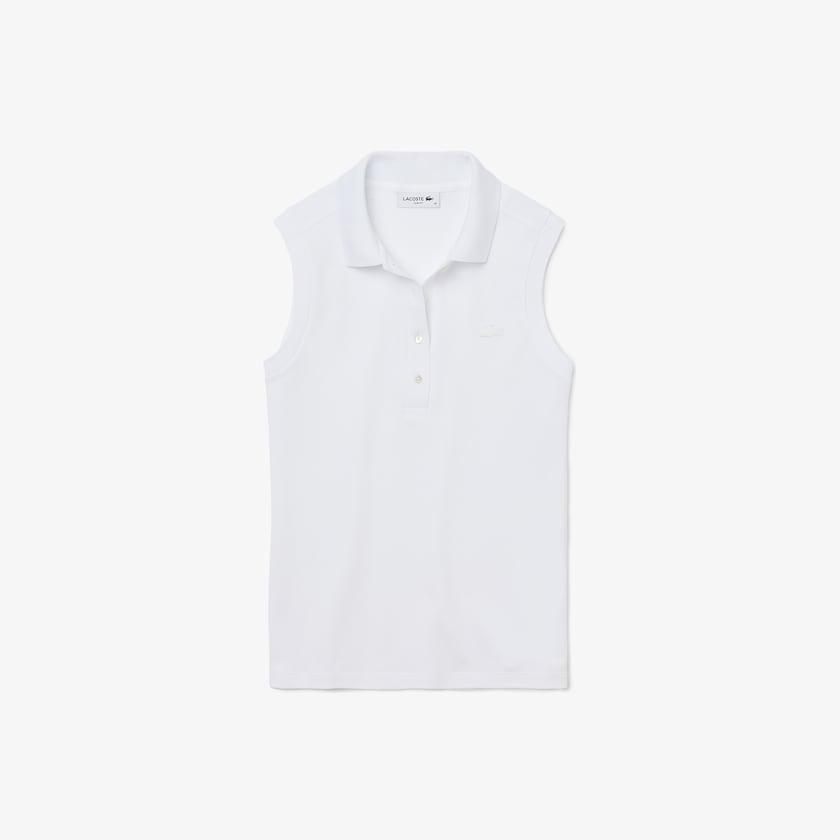 Camisa Polo Lacoste Sleeveless Cotton Piqué Mujer Blancos | VM8-24172W2