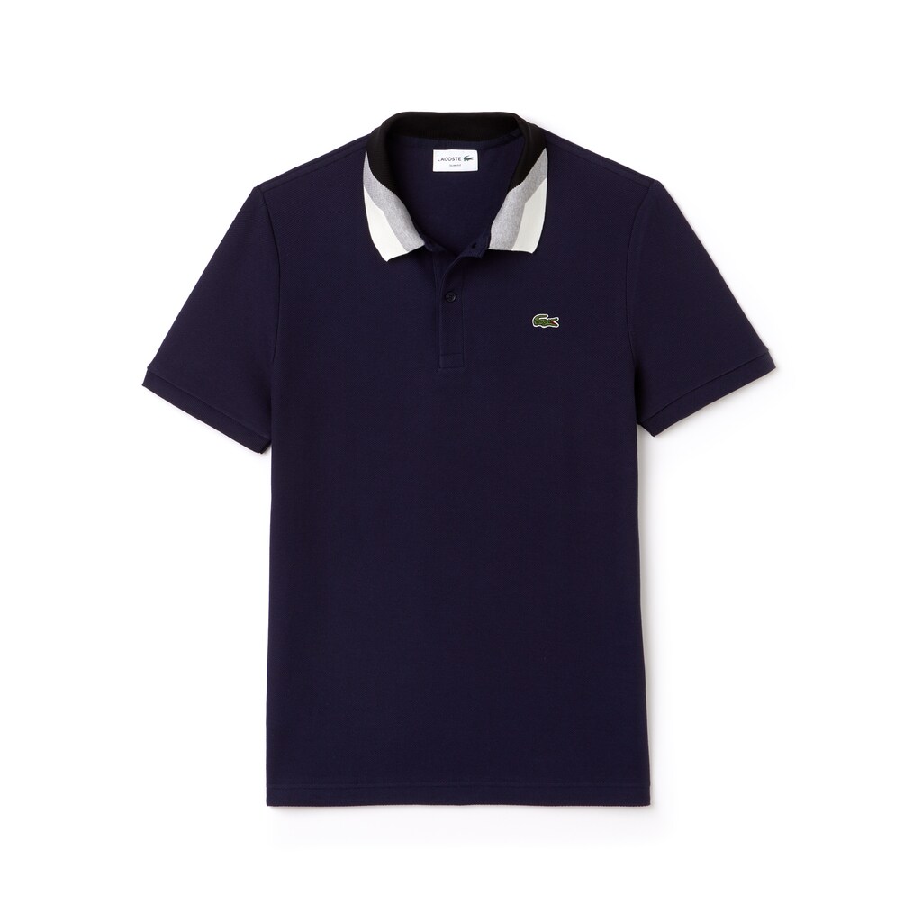 Camisa Polo Lacoste Slim Fit Colourblock Striped Knop Piqué Hombre Azul Marino Azules | TC3-42084V6