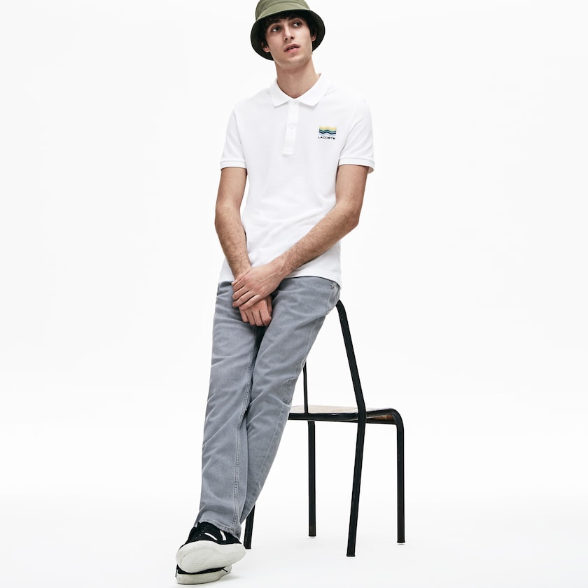 Camisa Polo Lacoste Slim Fit Cotton Petit Piqué Hombre Blancos | FX6-73607Y2