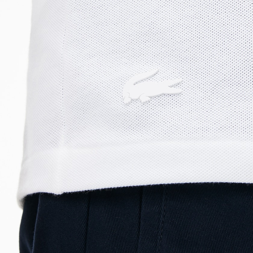 Camisa Polo Lacoste Slim Fit Lettering Stretch Mini Piqué Hombre Blancos Azul Marino Azules | VK5-38643P5