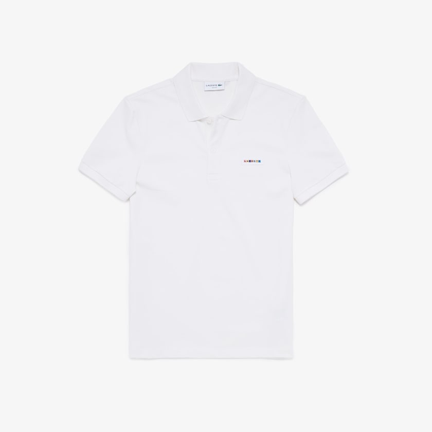 Camisa Polo Lacoste Slim Fit Multicolor Badge Hombre Blancos | HS0-81838N9