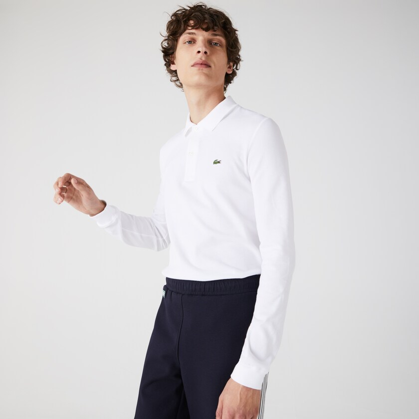 Camisa Polo Lacoste Slim Fit Petit Piqué Hombre Blancos | TL4-72267Q7