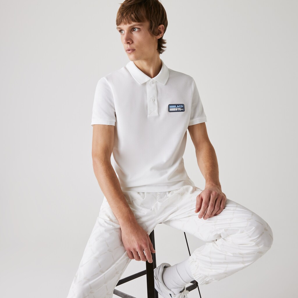 Camisa Polo Lacoste Slim Fit Solid Cotton Piqué With Badge Hombre Blancos | CZ8-95819Q8