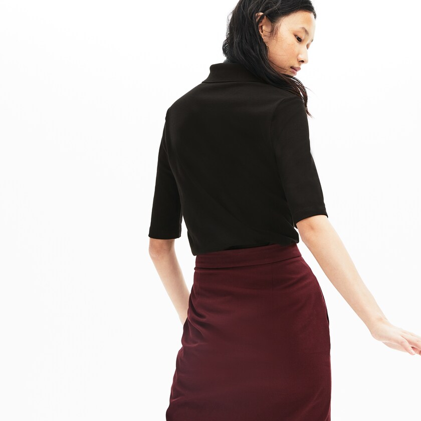 Camisa Polo Lacoste Slim Fit Stretch Mini Piqué Mujer Negros | OV9-20402W4