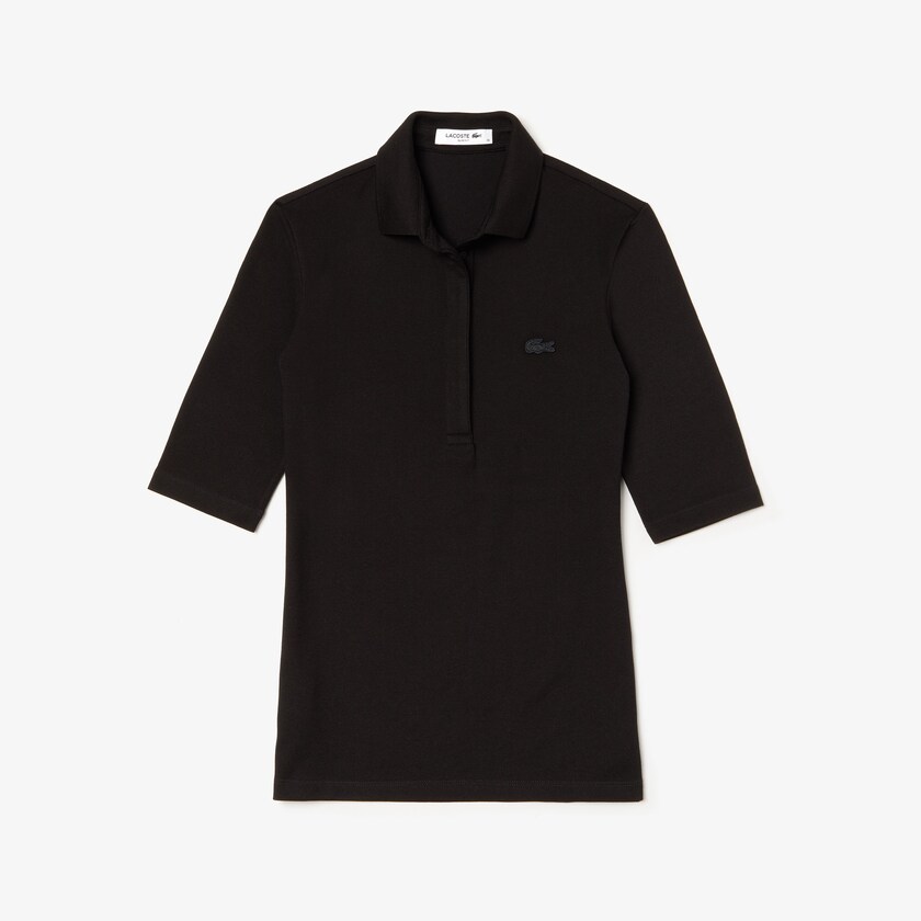 Camisa Polo Lacoste Slim Fit Stretch Mini Piqué Mujer Negros | OV9-20402W4