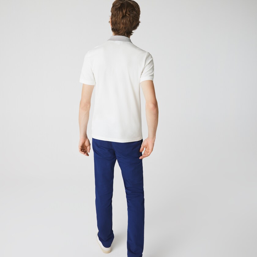 Camisa Polo Lacoste Slim Fit Stretch Piqué Heritage Hombre Blancos | VZ3-01070X3