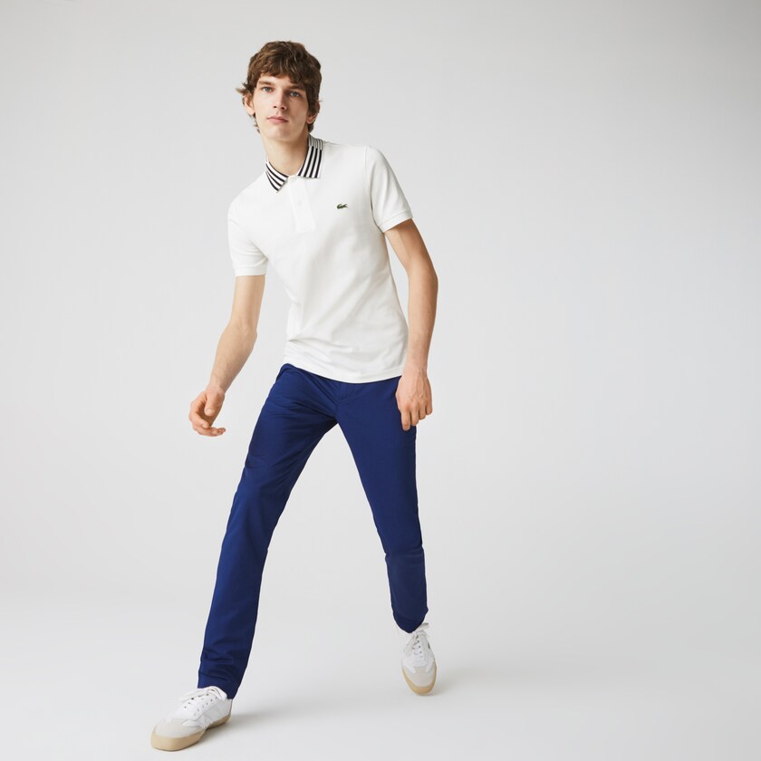 Camisa Polo Lacoste Slim Fit Stretch Piqué Heritage Hombre Blancos | VZ3-01070X3