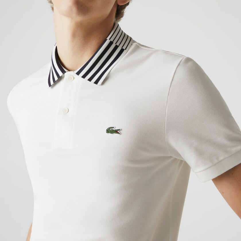 Camisa Polo Lacoste Slim Fit Stretch Piqué Heritage Hombre Blancos | VZ3-01070X3