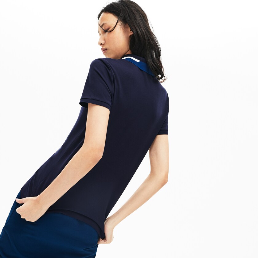 Camisa Polo Lacoste Slim Fit Stretch Piqué Mujer Azul Marino Azules | WT7-38243V9