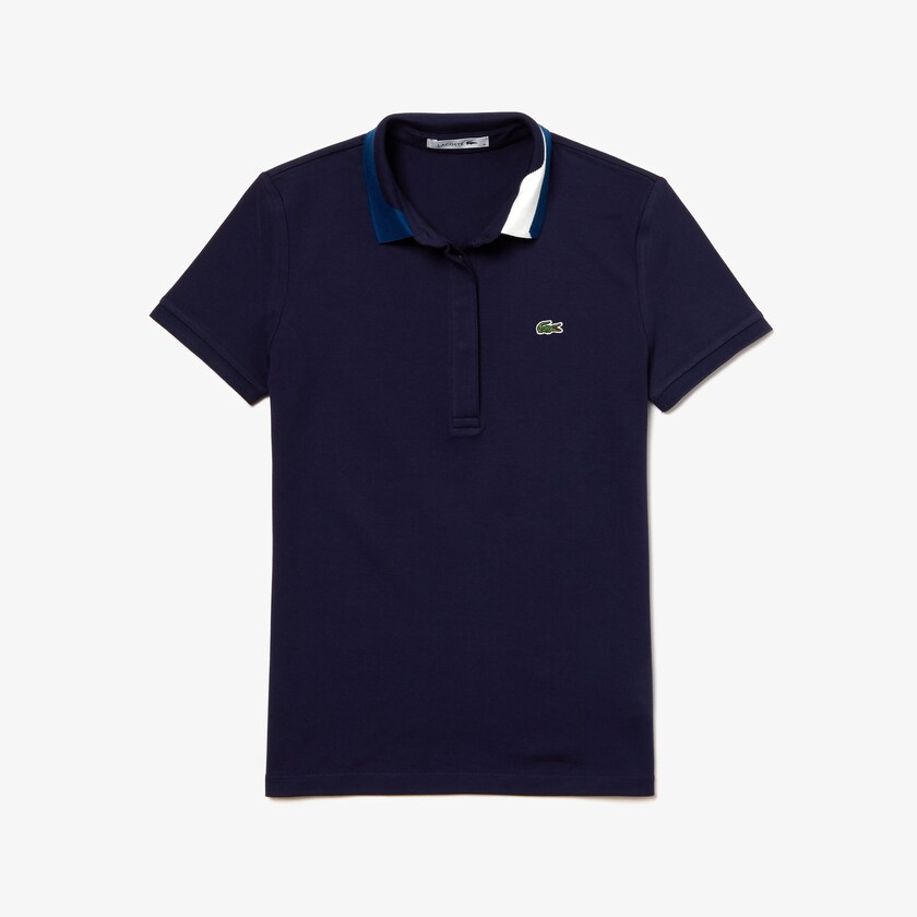 Camisa Polo Lacoste Slim Fit Stretch Piqué Mujer Azul Marino Azules | WT7-38243V9
