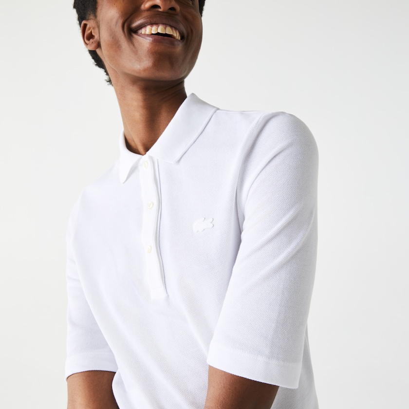 Camisa Polo Lacoste Slim Fit Supple Cotton Mujer Blancos | CW1-30063Z1