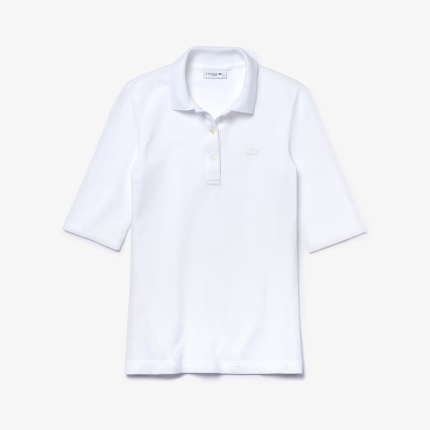 Camisa Polo Lacoste Slim Fit Supple Cotton Mujer Blancos | CW1-30063Z1