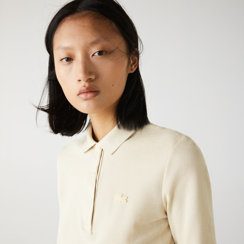 Camisa Polo Lacoste Slim Fit Supple Cotton Mujer Beige | MF6-42994O4