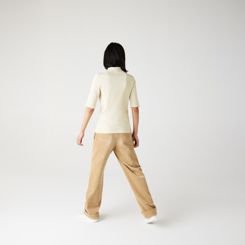 Camisa Polo Lacoste Slim Fit Supple Cotton Mujer Beige | MF6-42994O4