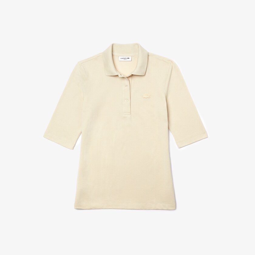 Camisa Polo Lacoste Slim Fit Supple Cotton Mujer Beige | MF6-42994O4