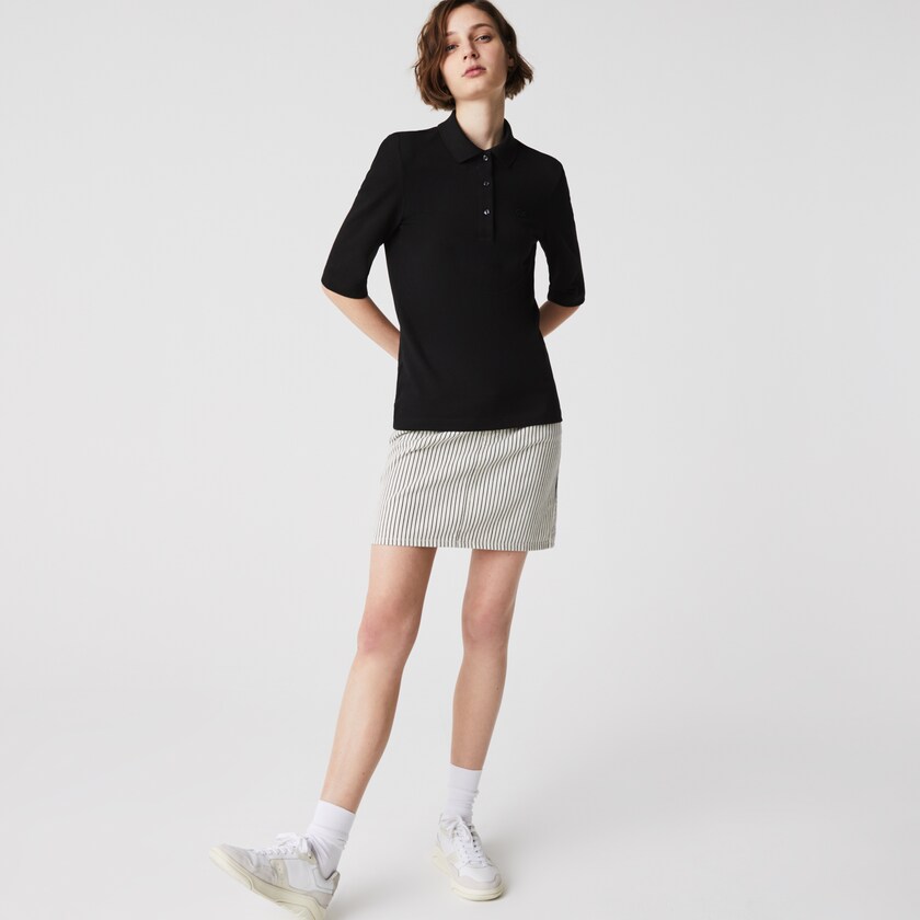 Camisa Polo Lacoste Slim Fit Supple Cotton Mujer Negros | FP8-66676Q6