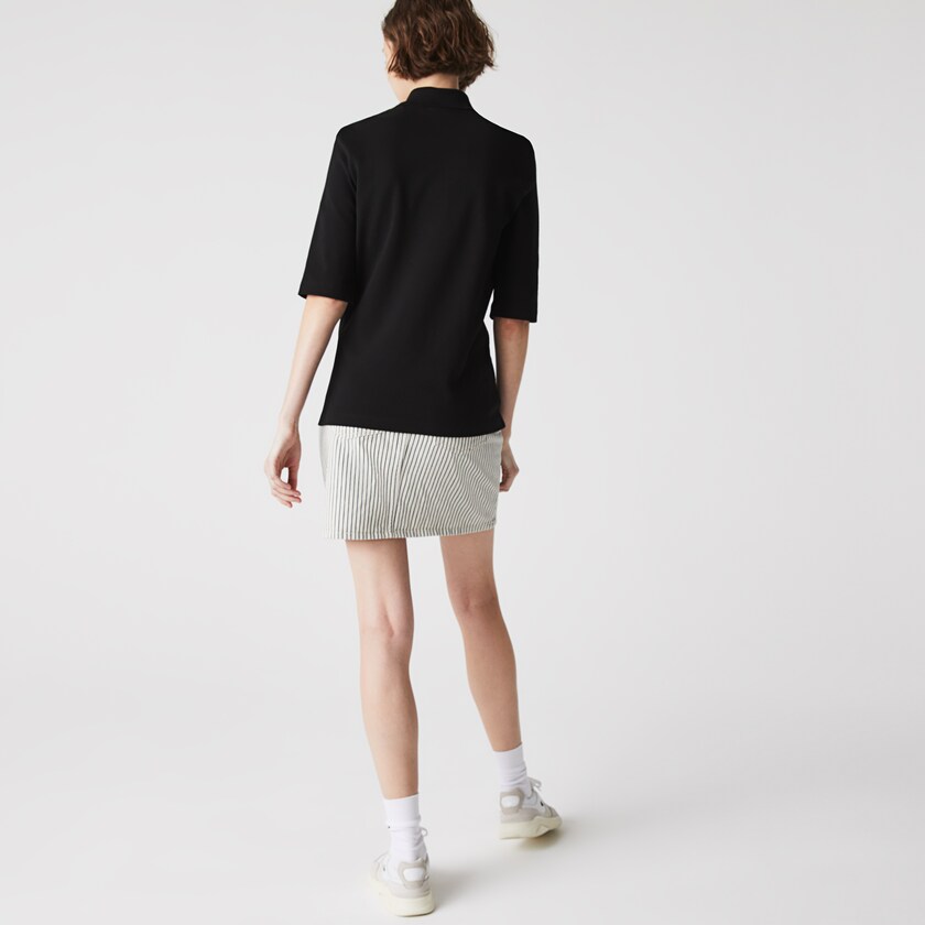 Camisa Polo Lacoste Slim Fit Supple Cotton Mujer Negros | FP8-66676Q6