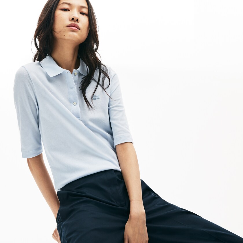 Camisa Polo Lacoste Slim Fit Supple Cotton Mujer Azules Claro | OG8-87658M7