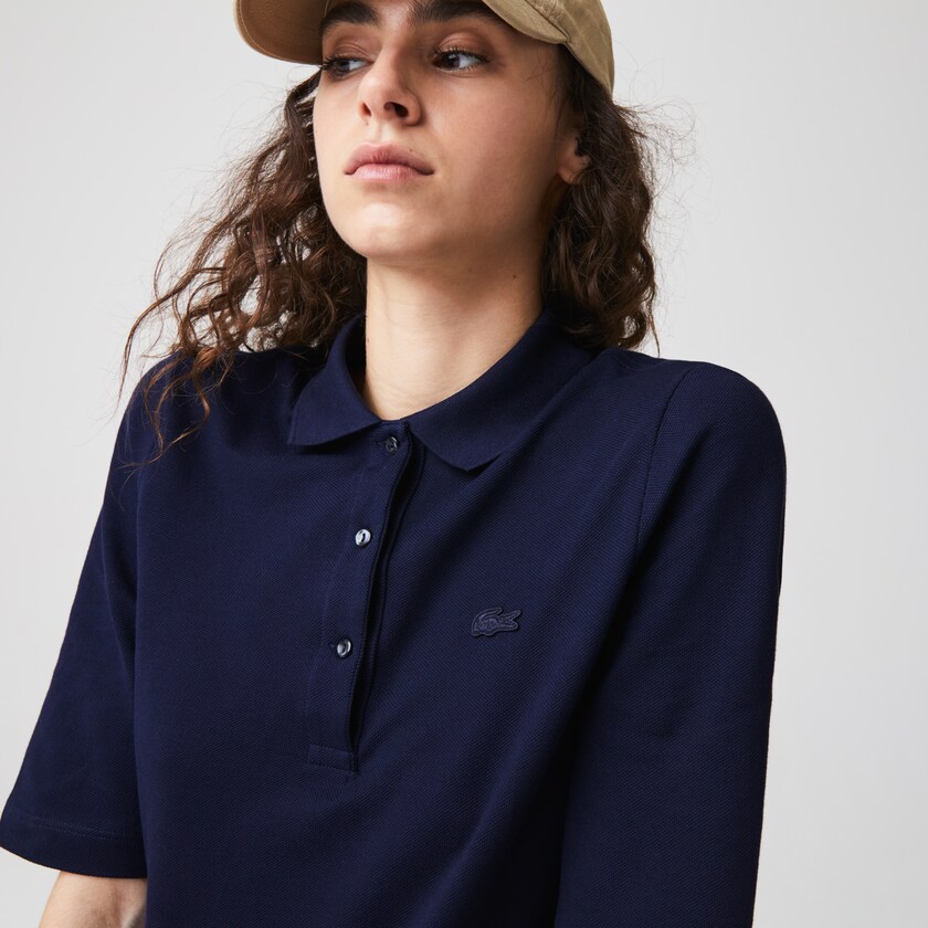 Camisa Polo Lacoste Slim Fit Supple Cotton Mujer Azul Marino Azules | TM6-34243B2