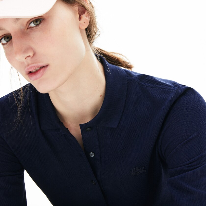 Camisa Polo Lacoste Slim Fit Supple Cotton Mujer Azul Marino Azules | TM6-34243B2
