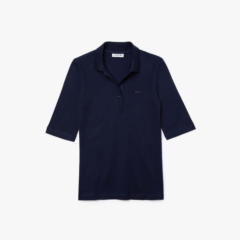 Camisa Polo Lacoste Slim Fit Supple Cotton Mujer Azul Marino Azules | TM6-34243B2