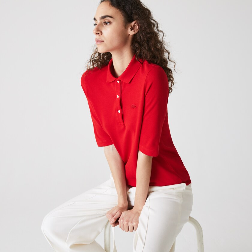 Camisa Polo Lacoste Slim Fit Supple Cotton Mujer Rojos | SX6-29212S4