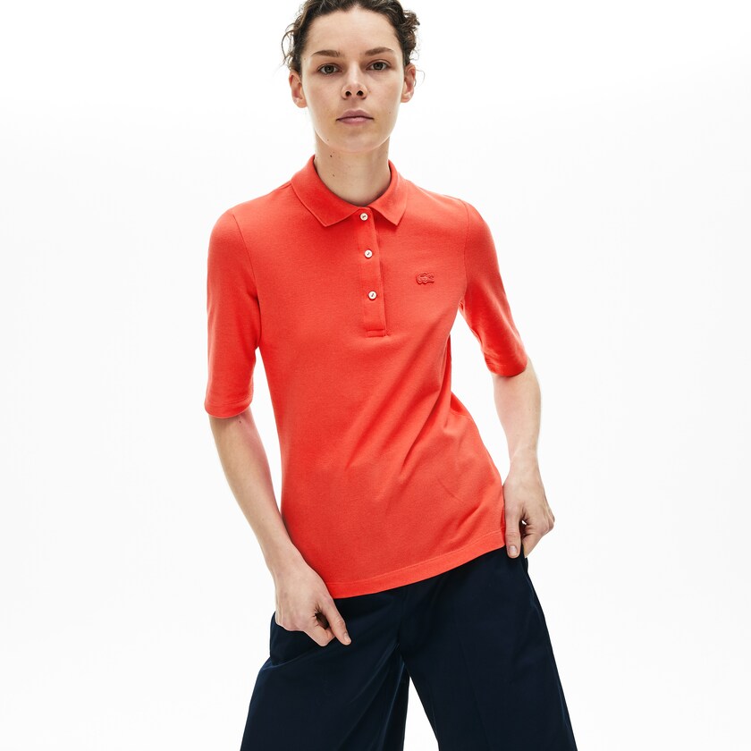 Camisa Polo Lacoste Slim Fit Supple Cotton Mujer Rojos | FU9-28592T5