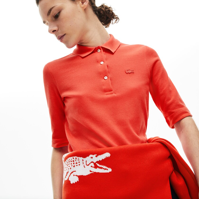Camisa Polo Lacoste Slim Fit Supple Cotton Mujer Rojos | FU9-28592T5