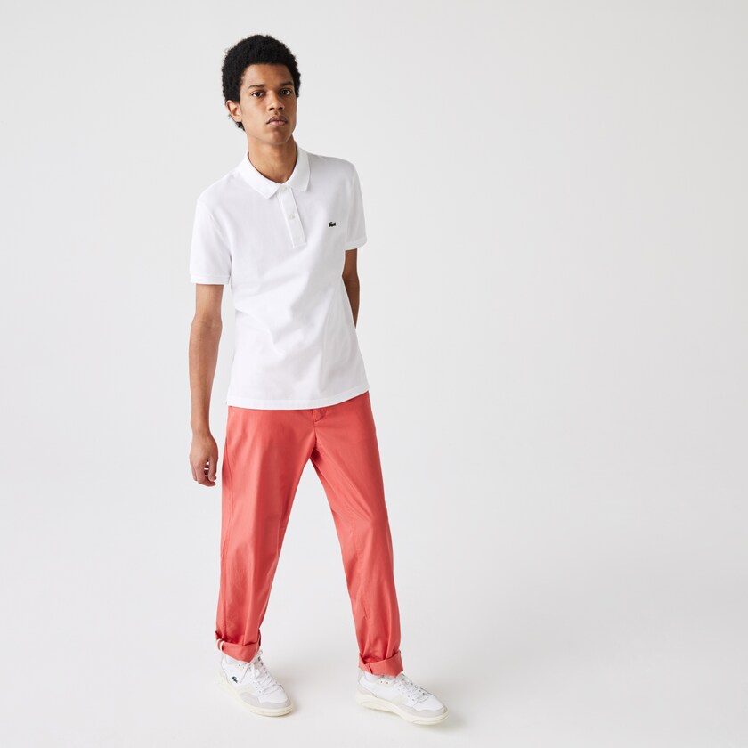 Camisa Polo Lacoste Slim Fit in Petit Piqué Hombre Blancos | DH3-46064M3