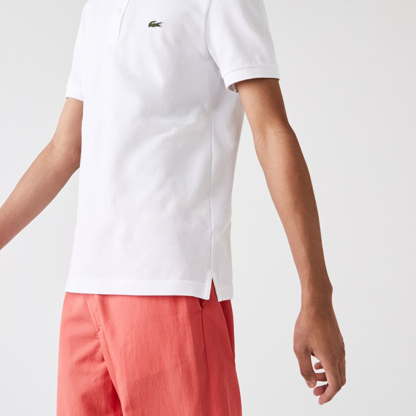 Camisa Polo Lacoste Slim Fit in Petit Piqué Hombre Blancos | DH3-46064M3