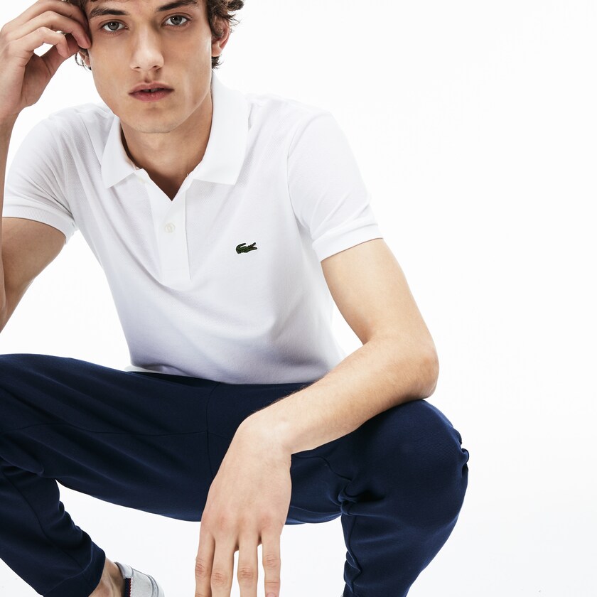 Camisa Polo Lacoste Slim Fit in Petit Piqué Hombre Blancos | DH3-46064M3