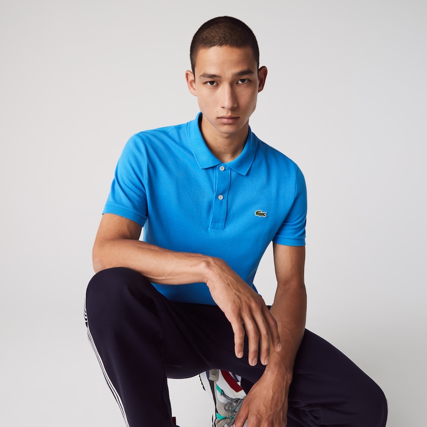 Camisa Polo Lacoste Hombre Azules Slim Fit in Petit Piqué VM7-39693A9