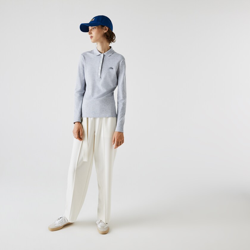 Camisa Polo Lacoste Slim Stretch Piqué Mujer Grises | CA6-13281B3