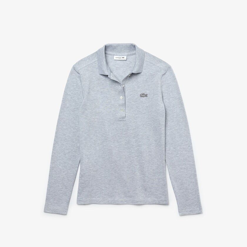 Camisa Polo Lacoste Slim Stretch Piqué Mujer Grises | CA6-13281B3