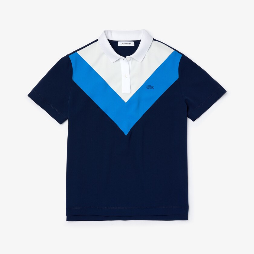 Camisa Polo Lacoste Straight fit Colourblock Flowy And Lightweight Mujer Azules Blancos | ZX5-64656Q1