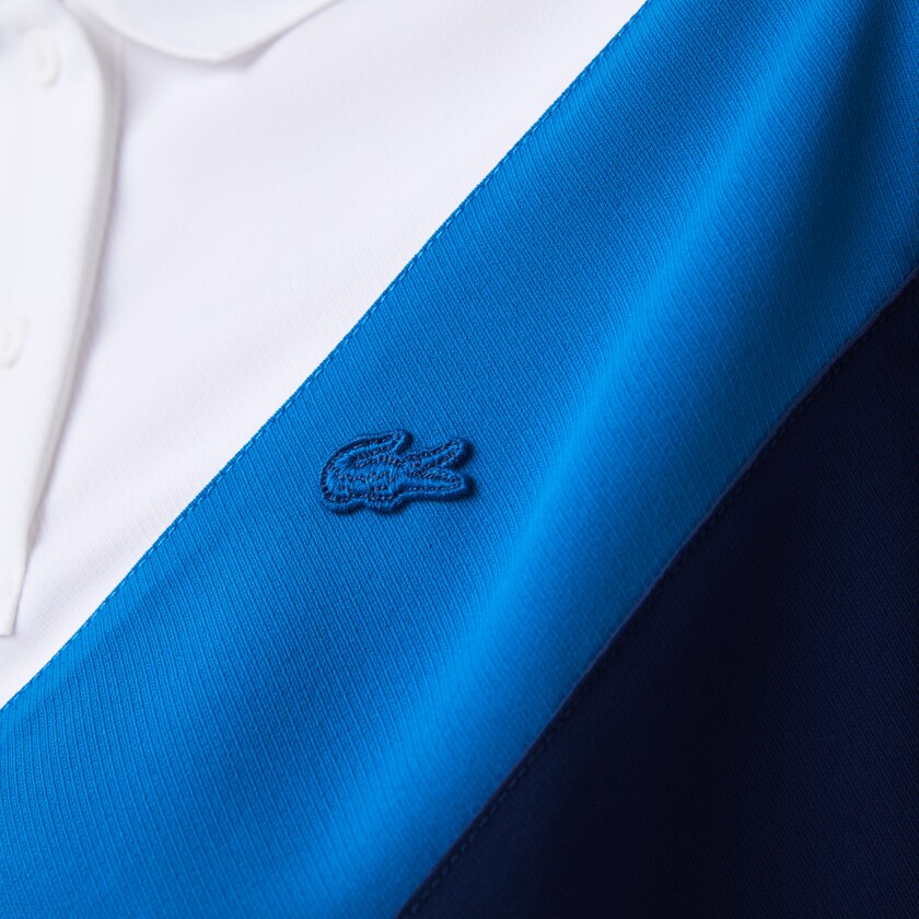 Camisa Polo Lacoste Straight fit Colourblock Flowy And Lightweight Mujer Azules Blancos | ZX5-64656Q1