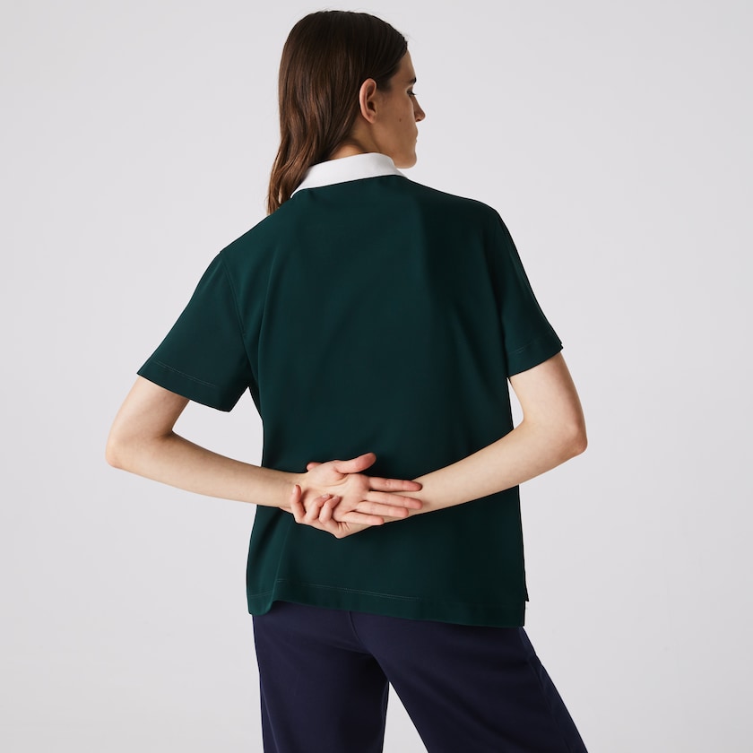 Camisa Polo Lacoste Straight fit Colourblock Flowy And Lightweight Mujer Verdes Azul Marino Azules Blancos | IL2-59335U7
