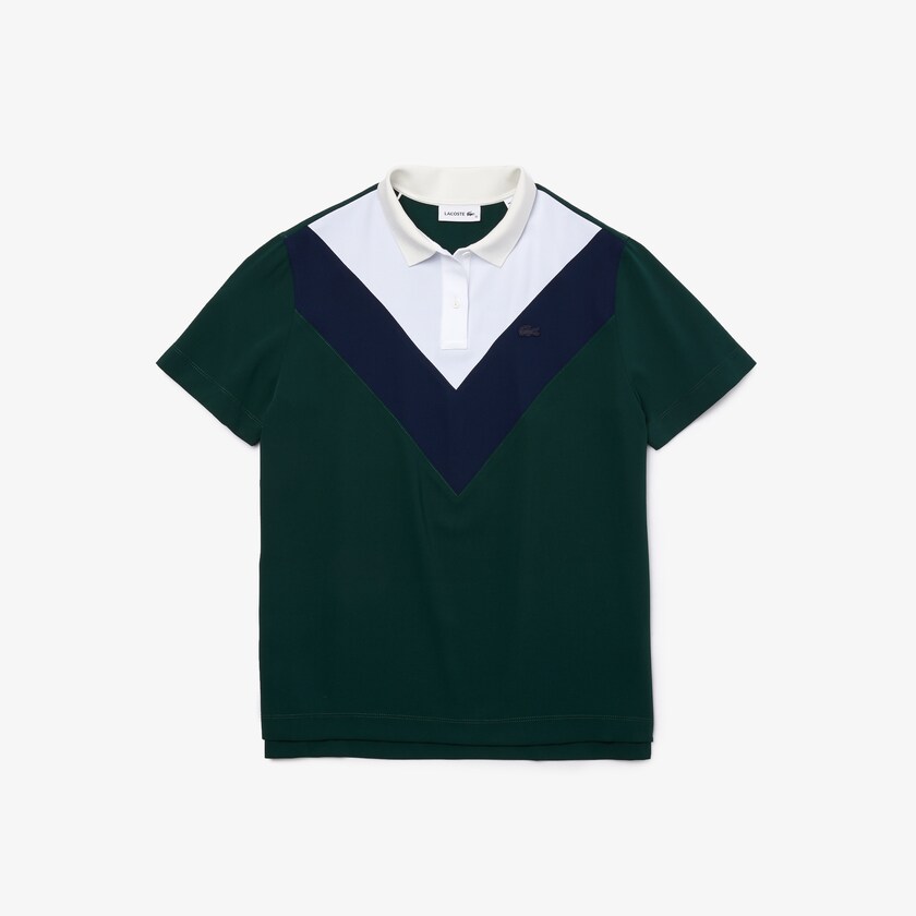 Camisa Polo Lacoste Straight fit Colourblock Flowy And Lightweight Mujer Verdes Azul Marino Azules Blancos | IL2-59335U7