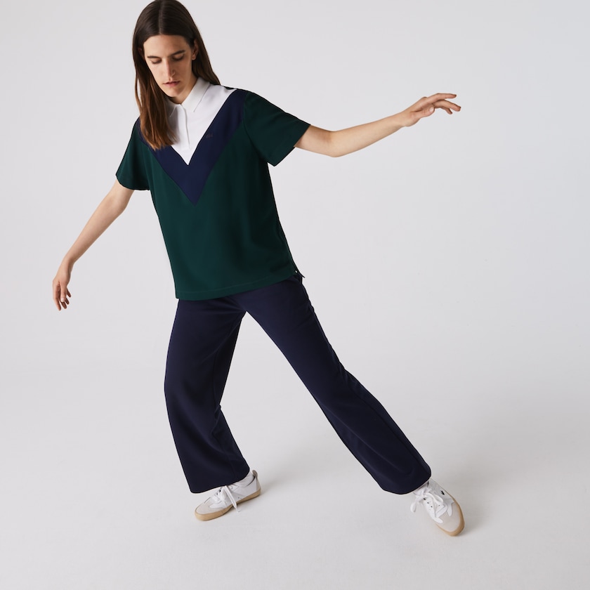 Camisa Polo Lacoste Straight fit Colourblock Flowy And Lightweight Mujer Verdes Azul Marino Azules Blancos | IL2-59335U7