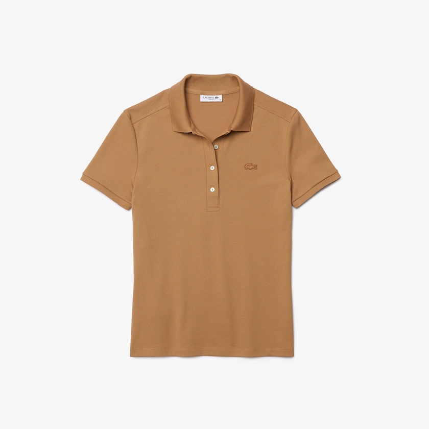 Camisa Polo Lacoste Stretch Cotton Piqué Mujer Beige | KS5-38893T6