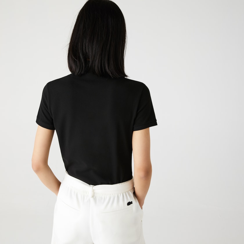 Camisa Polo Lacoste Stretch Cotton Piqué Mujer Negros | IZ5-52195Q6