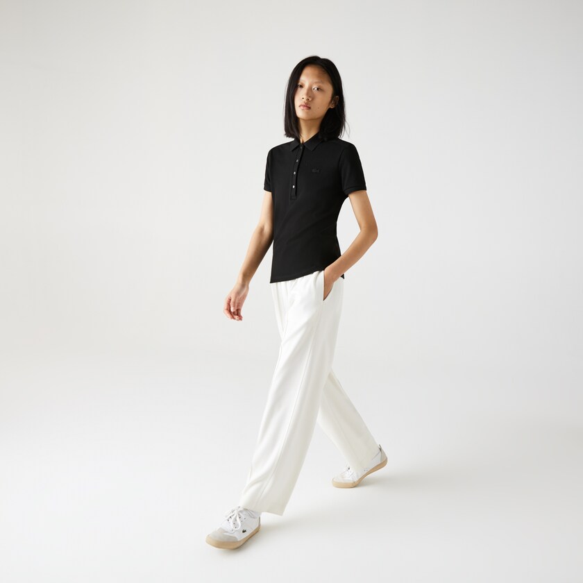 Camisa Polo Lacoste Stretch Cotton Piqué Mujer Negros | IZ5-52195Q6