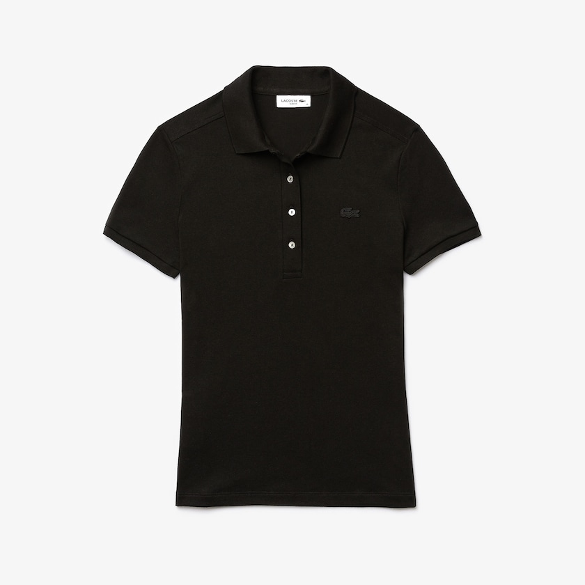 Camisa Polo Lacoste Stretch Cotton Piqué Mujer Negros | IZ5-52195Q6